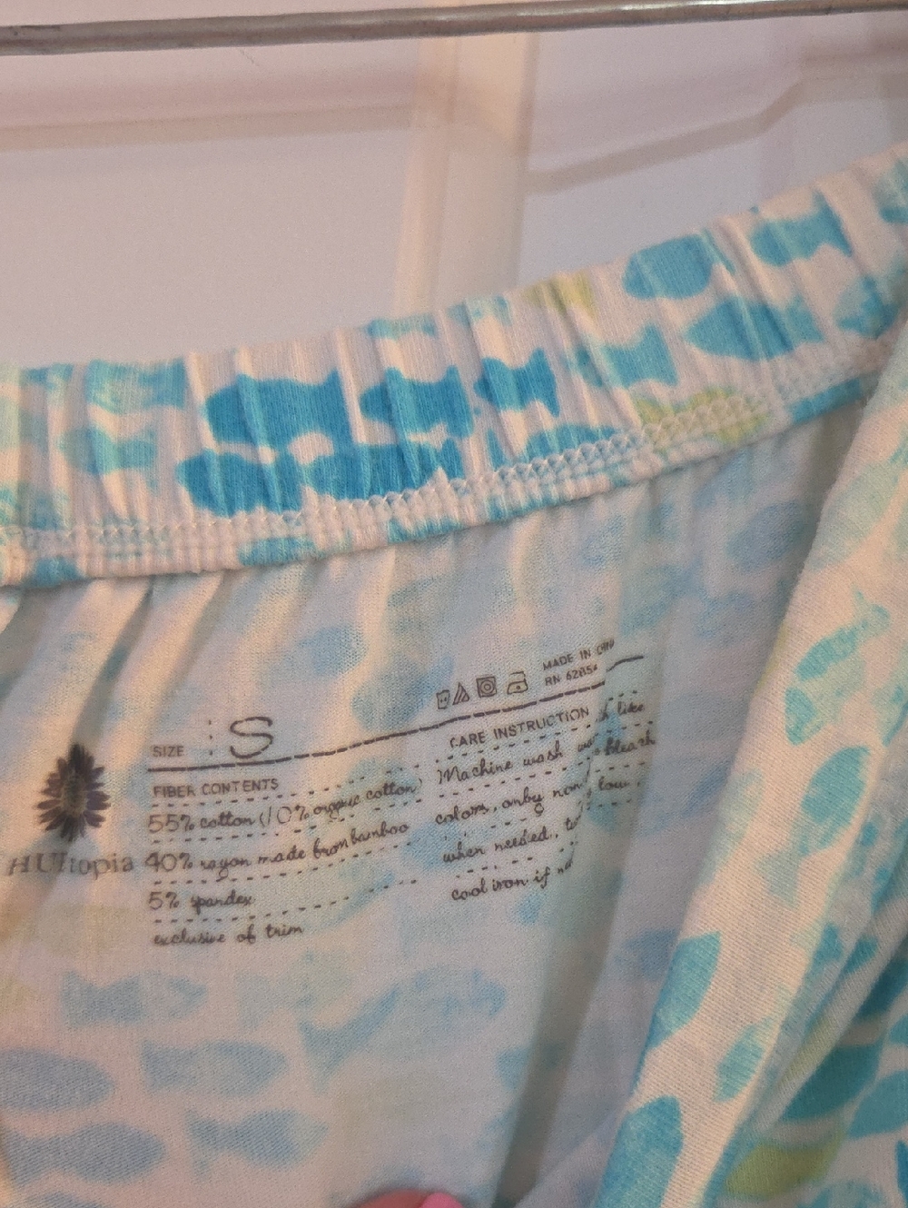 Hue Essentials Teal Blue Fish Pajama Pants - Picture 3 of 4
